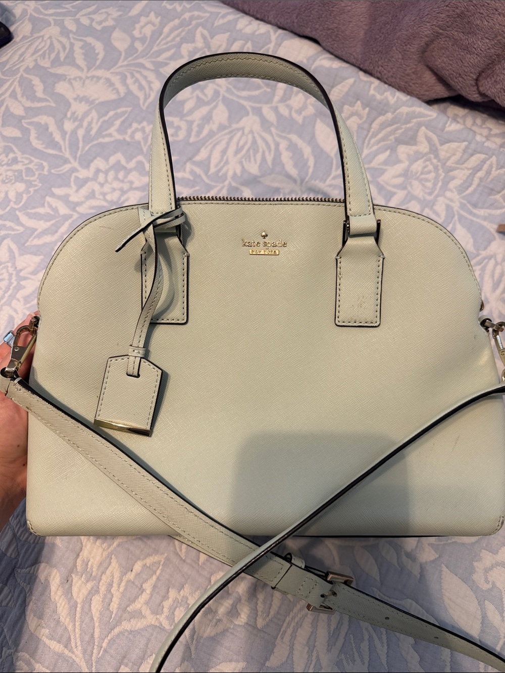 kate spade Light Sage Dome Satchel with Gold Hardware